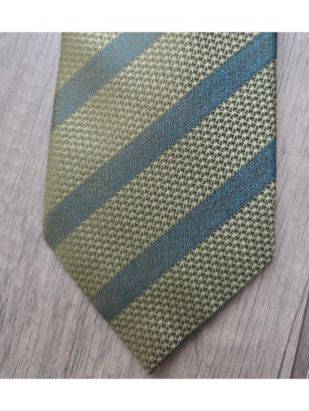 Tommy Bahama Hand‑Sewn Silk Tie Palm Tree Jacquard Olive Blue Stripe Luxury
